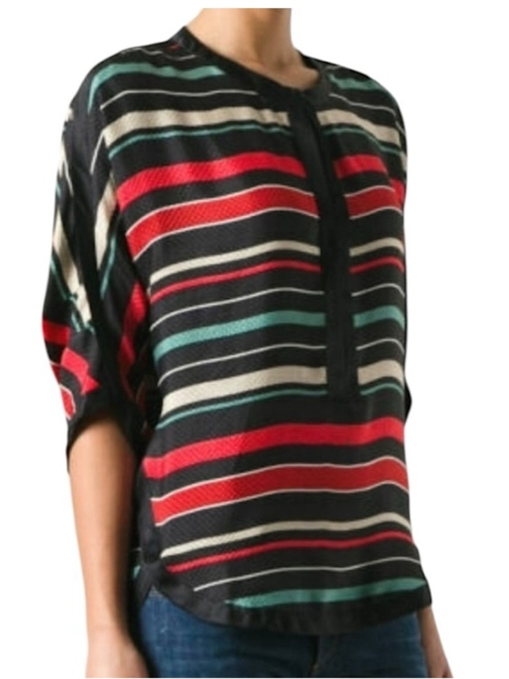Isabel Marant Etoile Black Striped Silk Blouse Size 40 US 8